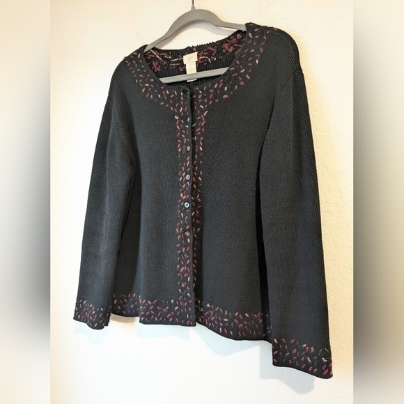 J. Jill Vintage Embroidered Colorful Button-Up Cardigan Sweater Grandma - Picture 3 of 12